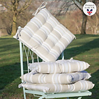 Set of 4 Blue Outdoor Garden Chair Seat Pad Cushions