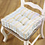 Set of 4 Blue Striped Outdoor Garden Chair Box Seat Pad Cushions