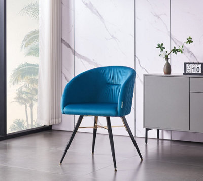 Set of 4 Blue Vittorio Velvet Dining Chairs Upholstered Chairs for Dining Room Armchair
