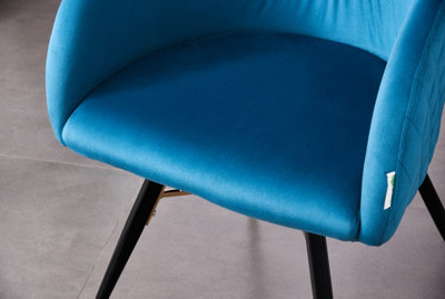 Set of 4 Blue Vittorio Velvet Dining Chairs Upholstered Chairs for Dining Room Armchair
