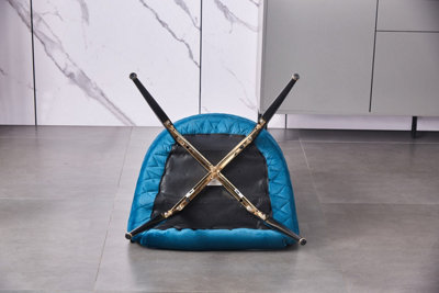 Set of 4 Blue Vittorio Velvet Dining Chairs Upholstered Chairs for Dining Room Armchair