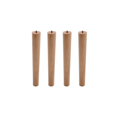 Set of 4 Brown Round Solid Wood Furniture Legs 33cm