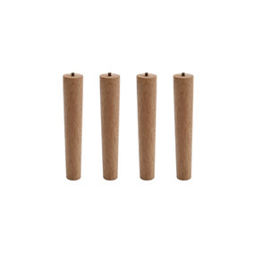 Set of 4 Brown Round Solid Wood Furniture Legs Table Legs for Coffee Table Chair Bench Sofa H 25 cm