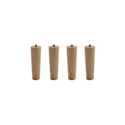 Set of 4 Brown Round Solid Wood Furniture Legs Table Legs for DIY Footstool Cabinet Bench Chair Sofa H 15cm