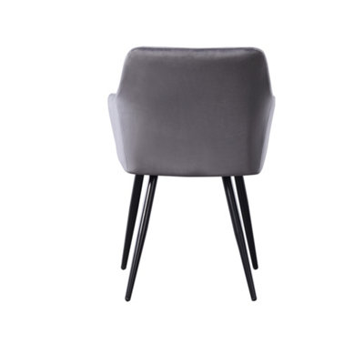 Set of 4 Camden Velvet Dining Chairs Upholstered Dining Room Chairs Dark Grey