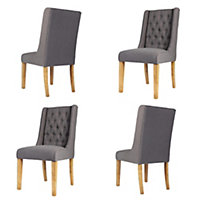 Set of 4 Cannes Button Back Kitchen Furniture Dining Room Chair - Charcoal