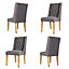 Set of 4 Cannes Button Back Kitchen Furniture Dining Room Chair - Charcoal