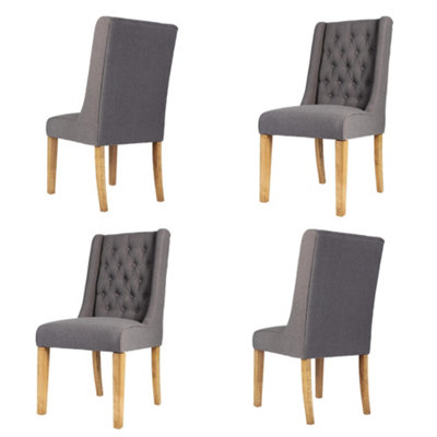 Set of 4 Cannes Button Back Kitchen Furniture Dining Room Chair - Charcoal