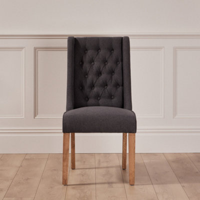 Set of 4 Cannes Button Back Kitchen Furniture Dining Room Chair - Charcoal