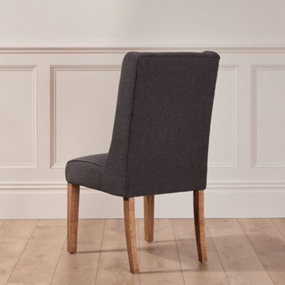 Set of 4 Cannes Button Back Kitchen Furniture Dining Room Chair - Charcoal