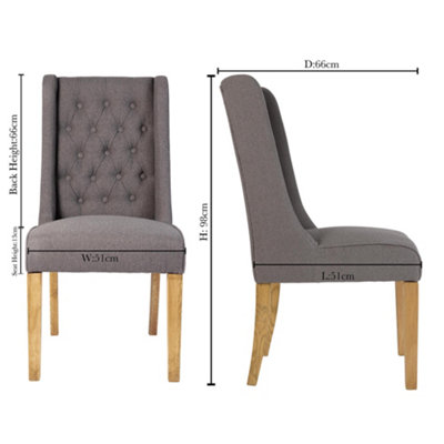 Set of 4 Cannes Button Back Kitchen Furniture Dining Room Chair - Charcoal