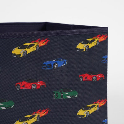 Set Of 4 Car Racer Storage Box Cubes Folding Space Saving Shelf Boxes - 4