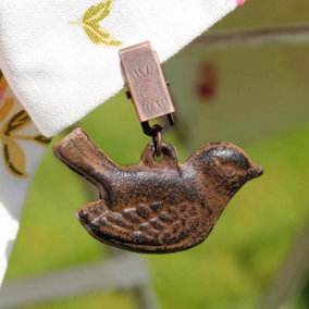 Set of 4 Cast Iron Tablecloth Weights Bird Table Runner Cloth Clip