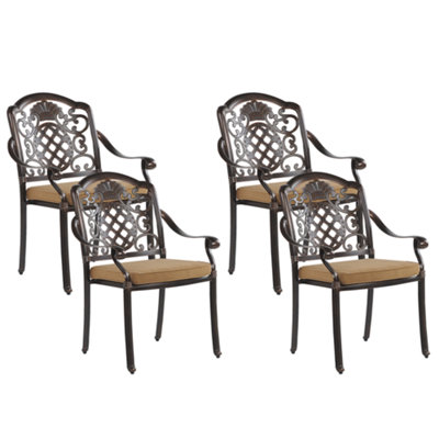 Set of 4 Chairs Metal Dark Brown SALENTO