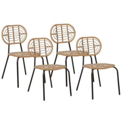 Set of 4 Chairs PE Rattan Natural PRATELLO