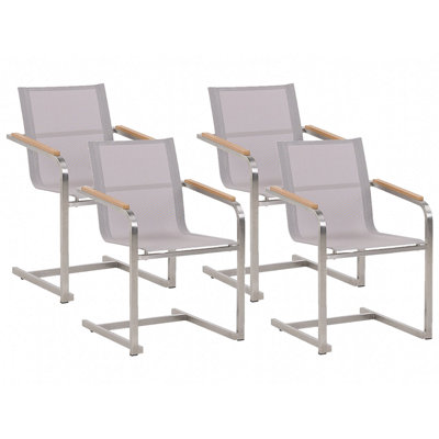 Set of 4 Chairs Stainless Steel Beige COSOLETO