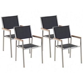 Set of 4 Chairs Stainless Steel Black GROSSETO