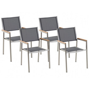 Set of 4 Chairs Stainless Steel Grey GROSSETO