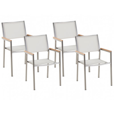 Set of 4 Chairs Stainless Steel White GROSSETO