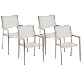 Set of 4 Chairs Stainless Steel White GROSSETO