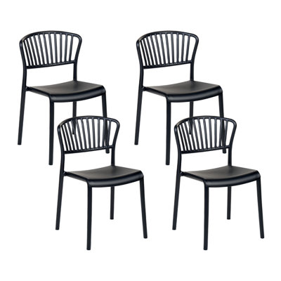 Set of 4 Chairs Synthetic Material Black GELA