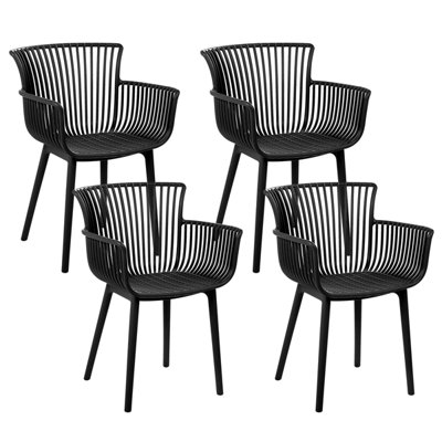 Set of 4 Chairs Synthetic Material Black PESARO