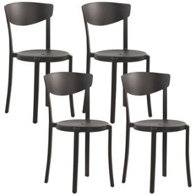 Set of 4 Chairs Synthetic Material Black VIESTE