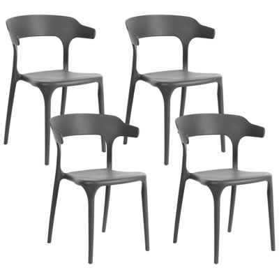 Set of 4 Chairs Synthetic Material Dark Grey GUBBIO