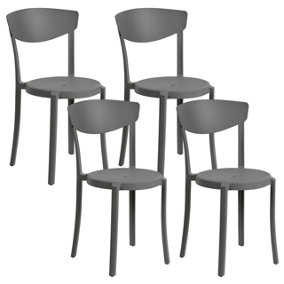 Set of 4 Chairs Synthetic Material Dark Grey VIESTE