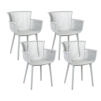 Set of 4 Chairs Synthetic Material Light Grey PESARO