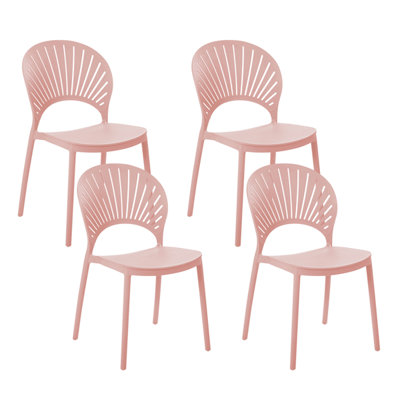 Set of 4 Chairs Synthetic Material Pastel Pink OSTIA