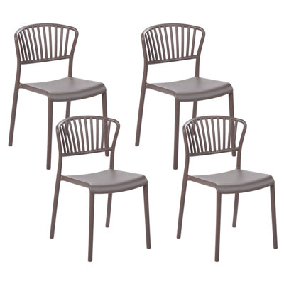 Set of 4 Chairs Synthetic Material Taupe GELA