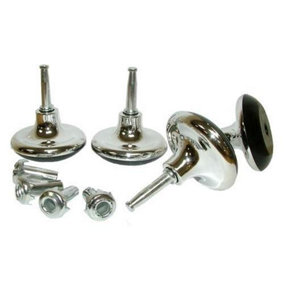 Set Of 4 Chrome Bed Glides With Inserts