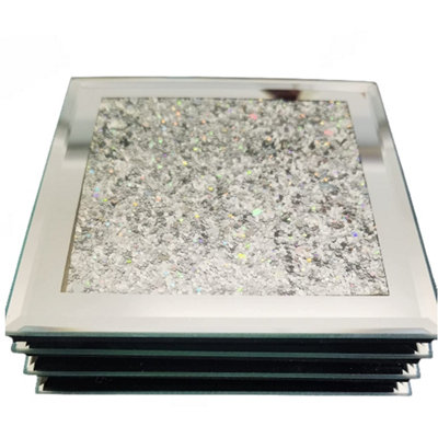 Set Of 4 Coasters Crystal Sparkle Rainbow Colors Glitter Mirrored | DIY ...