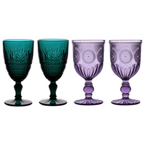 Set of 4 Coloured Alfresco Wine Goblet Glasses Wedding Decorations Ideas