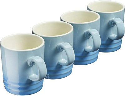 Set of 4 Colourful Stoneware Mugs - Tea Coffee Drinking Cups 350ml ...