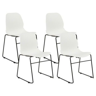 Set of 4 Conference Chairs PANORA White