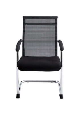 Set of 4 Cosy Grey Mesh office Chairs with Sled Base, Office Armchairs, Reception chairs, Conference room