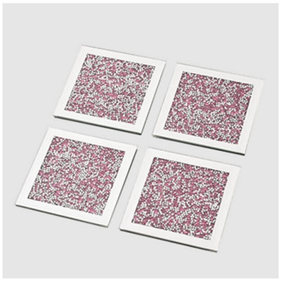 Set of 4 Crystal and Mirror Coaster Crushed Diamante Jewel Pink 10x10