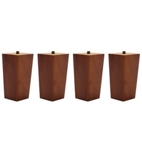 Set of 4 Dark Brown Square Wooden Furniture Legs Table Legs H 10cm