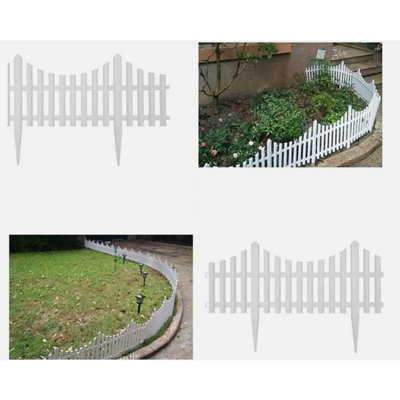 Set of 4 Decorative Garden Fencing White Plastic garden edging border For Grass Lawn, Patio and Flower Bed edging