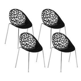Set of 4 Dining Chairs Black MUMFORD