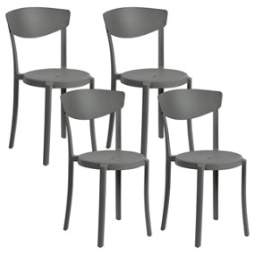 Set of 4 Dining Chairs Dark Grey VIESTE