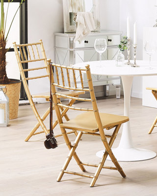 Set of 4 Dining Chairs Folding MACHIAS Beechwood Gold