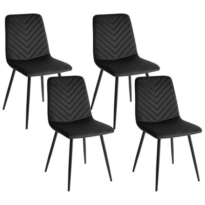Set of 4 Dining Chairs HAVRE Velvet Black