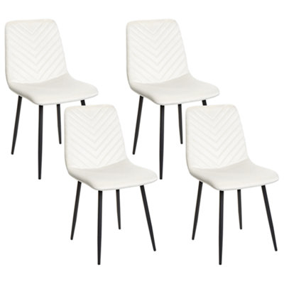 Set of 4 Dining Chairs HAVRE Velvet Off-White