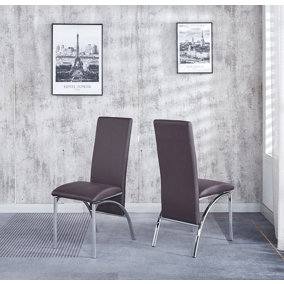 Set of 4 Dining Chairs in Faux Leather Chrome Frame Solid Build