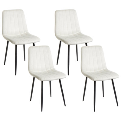 Set of 4 Dining Chairs KALISPELL Velvet Off-White