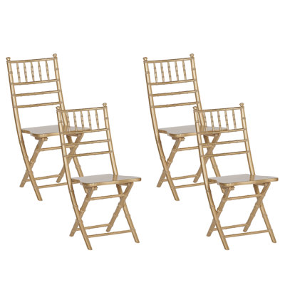 Set of 4 Dining Chairs MACHIAS Beechwood Gold