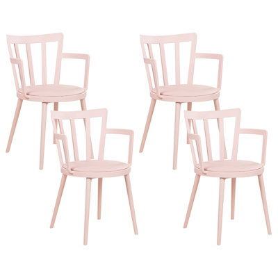 Set of 4 Dining Chairs MORILL Pastel Pink